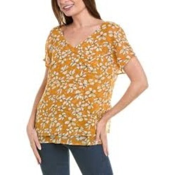 CABI Thrive Chiffon Butterscotch Top Small - Picture 1 of 7